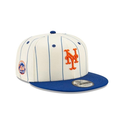 White New York Mets Hat - New Era MLB Pinstripe 9FIFTY Snapback Caps USA1945367